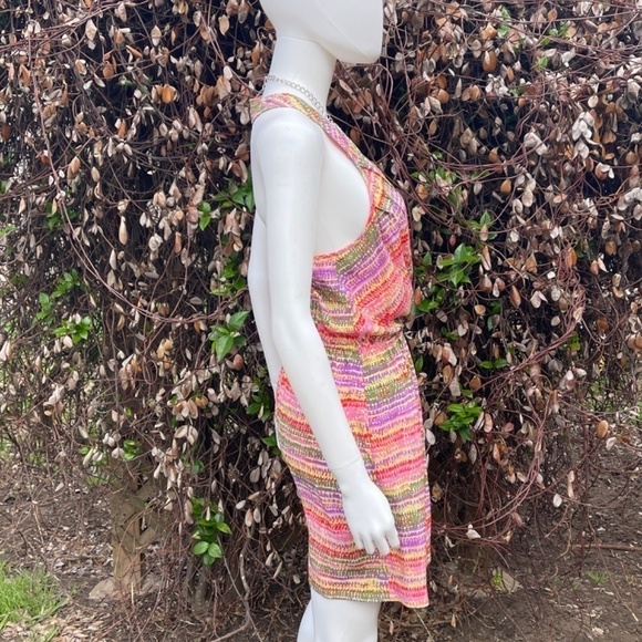 Charlie Jade Multicolr Print Wrap Top Drop Waist Racerback Spring Mini Dress - Picture 4 of 11